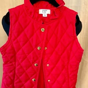 Crown & Ivy Kids Red Quilted Vest with Gold Accents